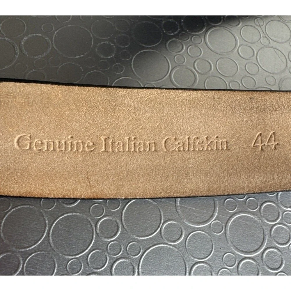 Vtg Western Black Leather Concho Belt Strap No Buckle Italian Calfskin Mens 44